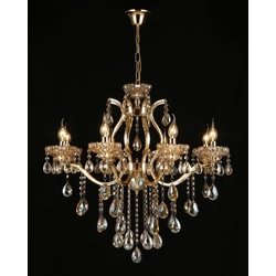 RFAN chandelier, Model 7830-8, with Crystal Type Beads, Metal, 8 x E14, Gold