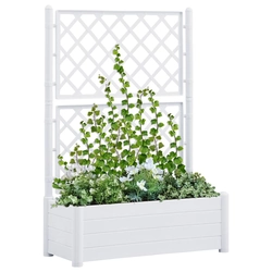 Plant chest with trellis, 100 x 43 x 142 cm, PP, white