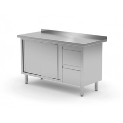 Wall table cabinet with two drawers and sliding doors - drawers on the right side 1800 x 600 x 850 mm POLGAST 130186-P 130186-P