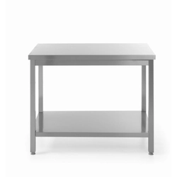 Stravovací stůl s policí 100 x 60 cm, nerezová ocel Hendi