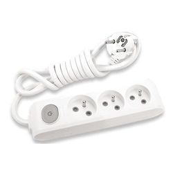 Extension cable 3 sockets with grounding, contact shutters and switch 3x1,5mm2 3m Panasonic X-tendia