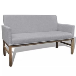 Upholstered bench, natural rubber wood, light gray