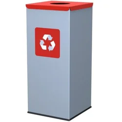 Metal waste sorting bin 30x30x70cm 60L METAL - red cover