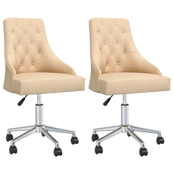 Swivel table chairs, 2 pcs, cream colored, upholstered in fabric