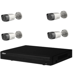 Kit 4 Cameras Outdoor surveillance bullet HDCVI Dahua Cooper 2MP 1080 P, 3.6mm, Smart IR 20m, IP67, DVR 4 channels