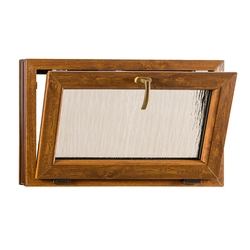 Skladova-okna Folding plastic window PREMIUM glass bark 900 x 550 color white / golden oak
