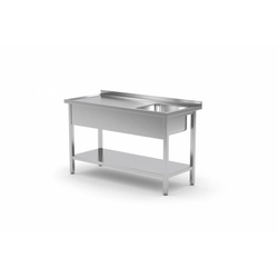 A table with a single-chamber sink and a shelf 1800x600x850mm