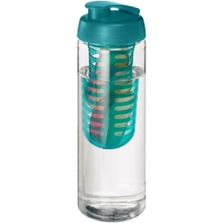 H2O Vibe 850 ml bottle with hinged cap and infuser - Transparent / Aqua blue
