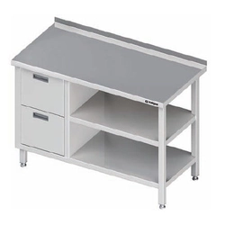wall table with a block of two drawers (L), and 2 shelves 1900x600x850 mm