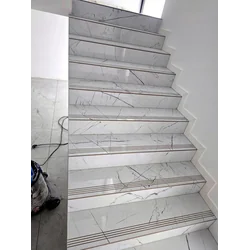 Polished stair tread tile Marmo Thassos White 120x30 GLOSS