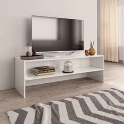 TV bench, white, high gloss, 120x40x40 cm, chipboard