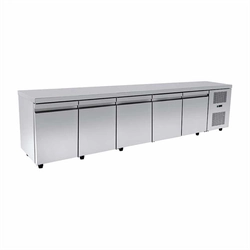 Freezing table, stainless steel, 5 doors, 634 l, -18… -21 ° C, without rim, 2750x600x880 mm