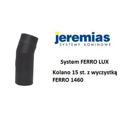 Jeremias bend fi 180 15 stupňů s poklopem pro krby Ocel DC01 kód Ferro1460 černá