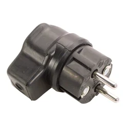 Solid rubber angular black plug 230V 16A max. 2,5 mm² IP44