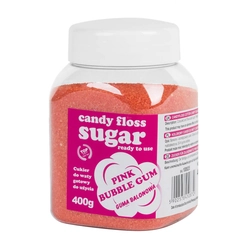 Colorful sugar for cotton candy pink with bubble gum flavor 400g