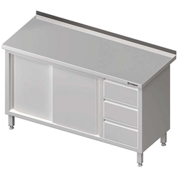 Wall table with three drawer block (P), sliding door 1800x700x850 mm