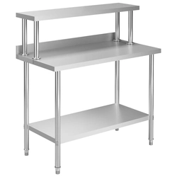 Kitchen work table with shelf, 120 x 60 x 120 cm, stainless steel