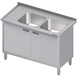 2-bowl sink table(P), swing door 1300x700x850 mm