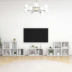8 pcs. set of TV cabinets, white, chipboard