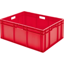transport stacking box B800xT600xH320 mm red, closed with grip hole