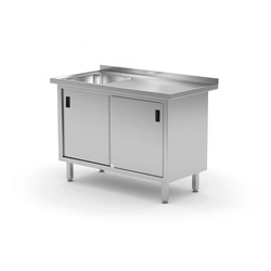Table, stainless cabinet with a sink 150x60x85 | Polgast