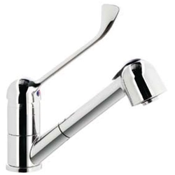 Basin faucet with shower