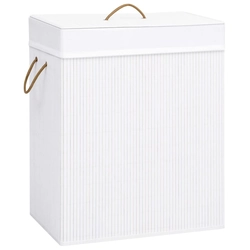Bamboo laundry basket, white, 83 L