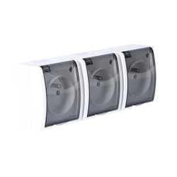 Earthed socket 3-krotne n/t IP54 AQGZ1-3/11a Aquarius white, smoke flap