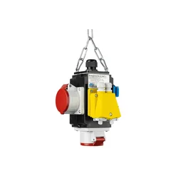 Suspended energy distributor with 2 three-phase sockets 400V 5 poly 16A IP44 and 2 schuko single-phase sockets 16A IP44 with compressed air connection and data connection