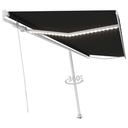 Hand-rolled awning with LED, 500 x 300 cm, anthracite