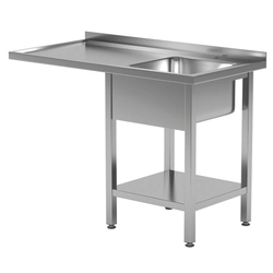 A table with a single-chamber sink, a shelf and a place for a dishwasher or a refrigerator 1500x600x850mm