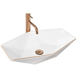 Countertop sink Rea Vegas White Rose Gold Edge