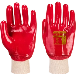 PORTWEST PVC knitted gloves Size: L, Color: red