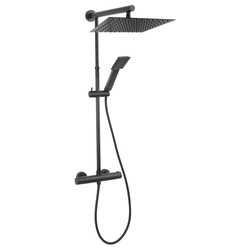 Stationary shower system Ferro, Trevi Square with thermostatic mixer black