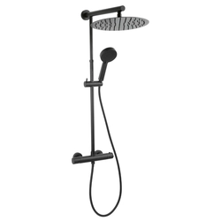 Fixed shower system Ferro, Trevi, thermostatic faucet black