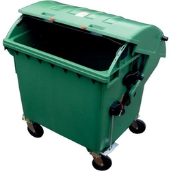 Garbage container plastic 1,1 cbm round cover green