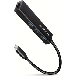 AXAGON HMC-GL3A, USB 3.2 Gen 1 hub, ports 3x USB-A + Gigabit Ethernet, metal, USB-C cable 20cm