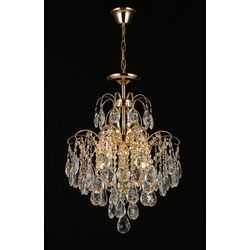 RFAN chandelier, Model 6636-5, with Crystal Type Beads, Metal, 5 x E14, Gold