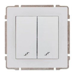 Double two-way switch with a rocker, without frame, white Kos 66 KOS