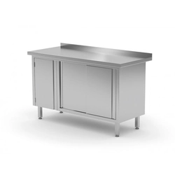 Wall table with cabinet and sliding door - hinged door on the left side 1400 x 700 x 850 mm POLGAST 134147-L 134147-L