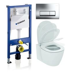 Toilet frame set Geberit, Duofix Basic, with Ideal Standard Connect Aquablade and soft -close lid