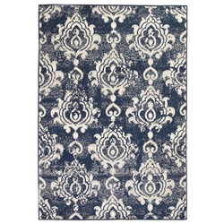 Modern carpet, Paisley pattern, 80 x 150 cm, beige and blue