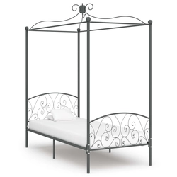 Canopy bed frame, gray, metal, 100 x 200 cm