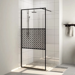 Shower screen, clear ESG glass, 115 x 195 cm, black