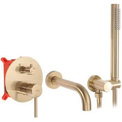 Rea Lungo concealed bathtub faucet, Brushed Gold + Box