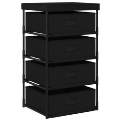 VidXL Shelving unit with 4 fabric baskets, steel, black