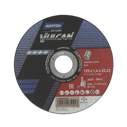Flat cutting disc Norton Vulcan 125x1.6x22.23 inox for angle grinder