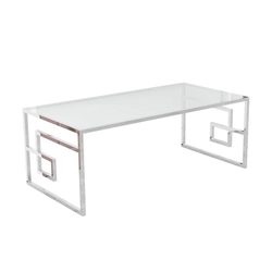 DKD Home Decor table Glass Metal Silver (120 x 60 x 45 cm)
