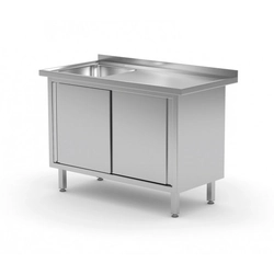 Table with sink, cabinet with sliding doors - compartment on the left side 1200 x 700 x 850 mm POLGAST 217127-L 217127-L