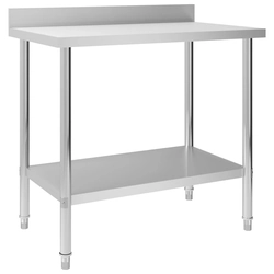 Kitchen work table with batten, 100x60x93 cm, stainless steel